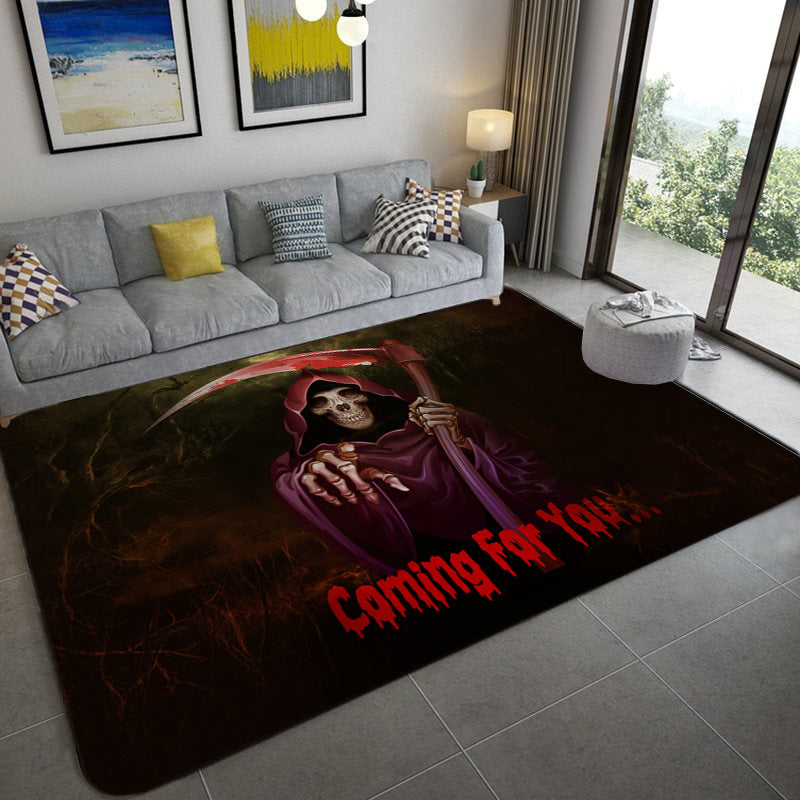 Frendorf | Hip Hop Woonkamer Tapijt Zwart Optische Illusies Skelet Tapijt Polypropeen Vlekbestendig Huisdiervriendelijk Antislip Achterkant Vloerkleed