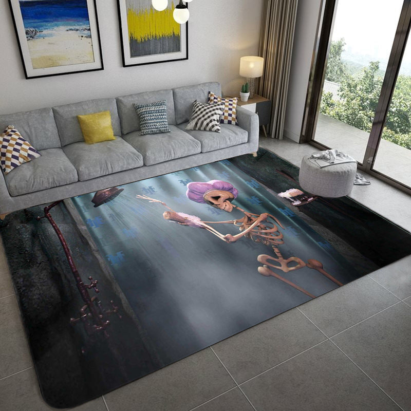 Frendorf | Hip Hop Woonkamer Tapijt Zwart Optische Illusies Skelet Tapijt Polypropeen Vlekbestendig Huisdiervriendelijk Antislip Achterkant Vloerkleed