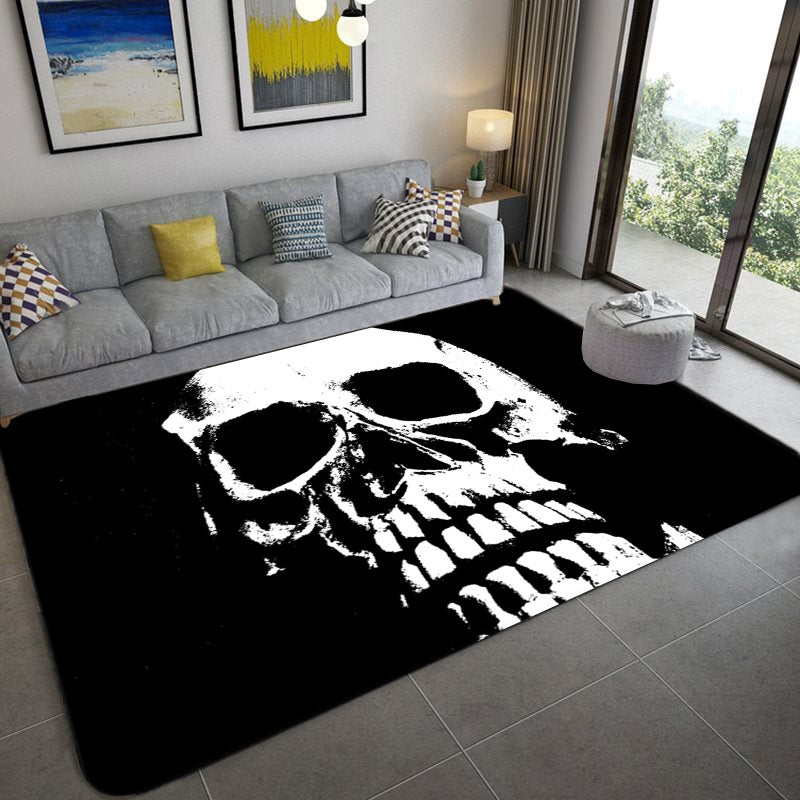 Frendorf | Hip Hop Woonkamer Tapijt Zwart Optische Illusies Skelet Tapijt Polypropeen Vlekbestendig Huisdiervriendelijk Antislip Achterkant Vloerkleed