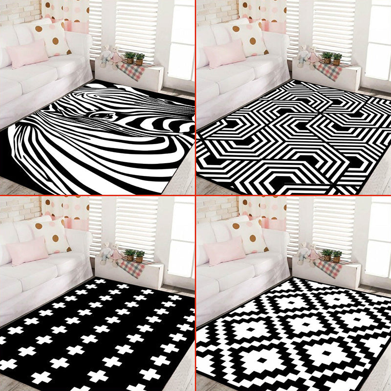 Frendorf | Zwart en Witte Novelty Vloerkleed Polypropyleen Optische Illusies Geometrisch Tapijt Vlekbestendig Huisdiervriendelijk Antislip Vloerkleed voor Thuis