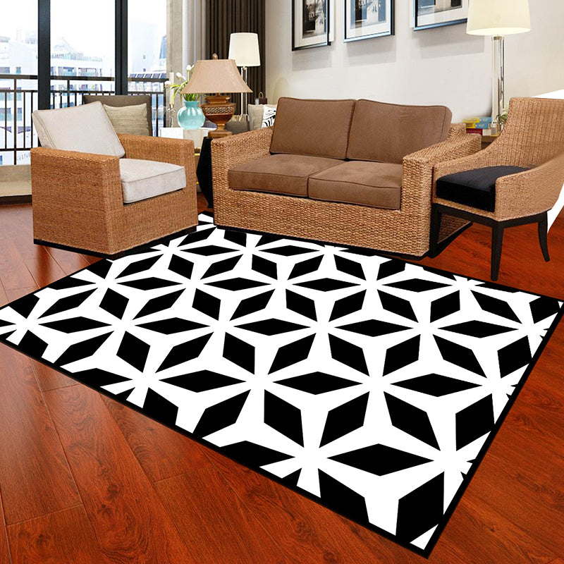 Frendorf | Zwart en Witte Novelty Vloerkleed Polypropyleen Optische Illusies Geometrisch Tapijt Vlekbestendig Huisdiervriendelijk Antislip Vloerkleed voor Thuis