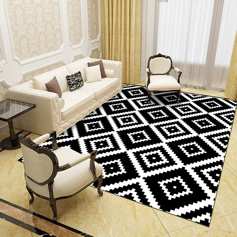 Frendorf | Zwart en Witte Novelty Vloerkleed Polypropyleen Optische Illusies Geometrisch Tapijt Vlekbestendig Huisdiervriendelijk Antislip Vloerkleed voor Thuis