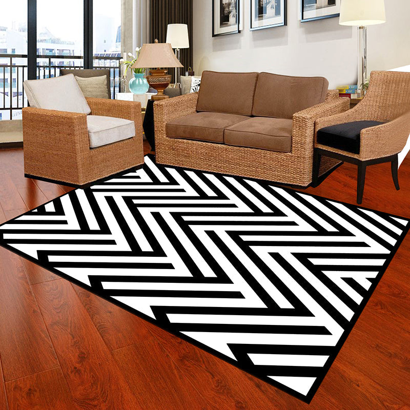 Frendorf | Zwart en Witte Novelty Vloerkleed Polypropyleen Optische Illusies Geometrisch Tapijt Vlekbestendig Huisdiervriendelijk Antislip Vloerkleed voor Thuis