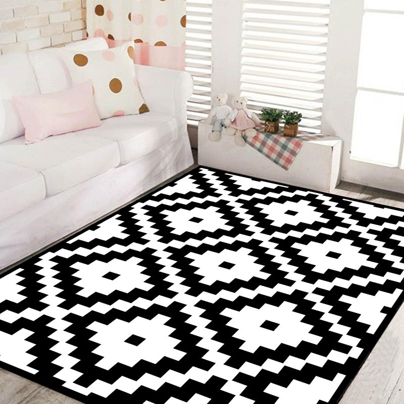 Frendorf | Zwart en Witte Novelty Vloerkleed Polypropyleen Optische Illusies Geometrisch Tapijt Vlekbestendig Huisdiervriendelijk Antislip Vloerkleed voor Thuis