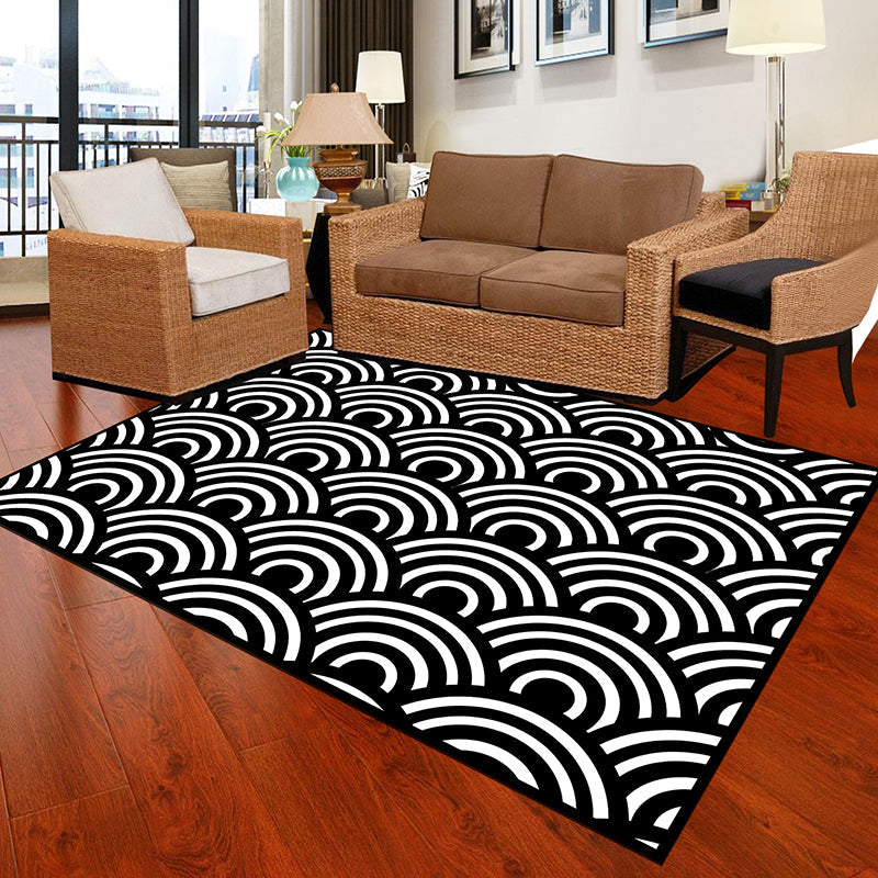 Frendorf | Zwart en Witte Novelty Vloerkleed Polypropyleen Optische Illusies Geometrisch Tapijt Vlekbestendig Huisdiervriendelijk Antislip Vloerkleed voor Thuis