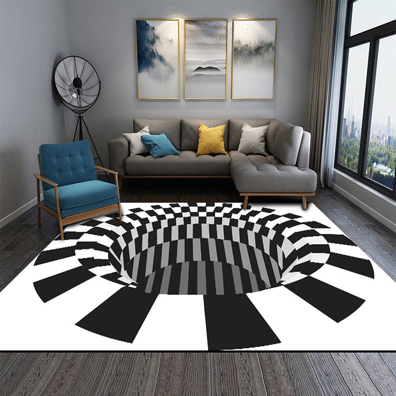 Frendorf | Interessante Novelty Kleed Zwart-Wit 3D Illusie Geruite Valkleed Vlekbestendige Huisdiervriendelijk Anti-Slip Achtergrond Kleed voor Slaapkamer
