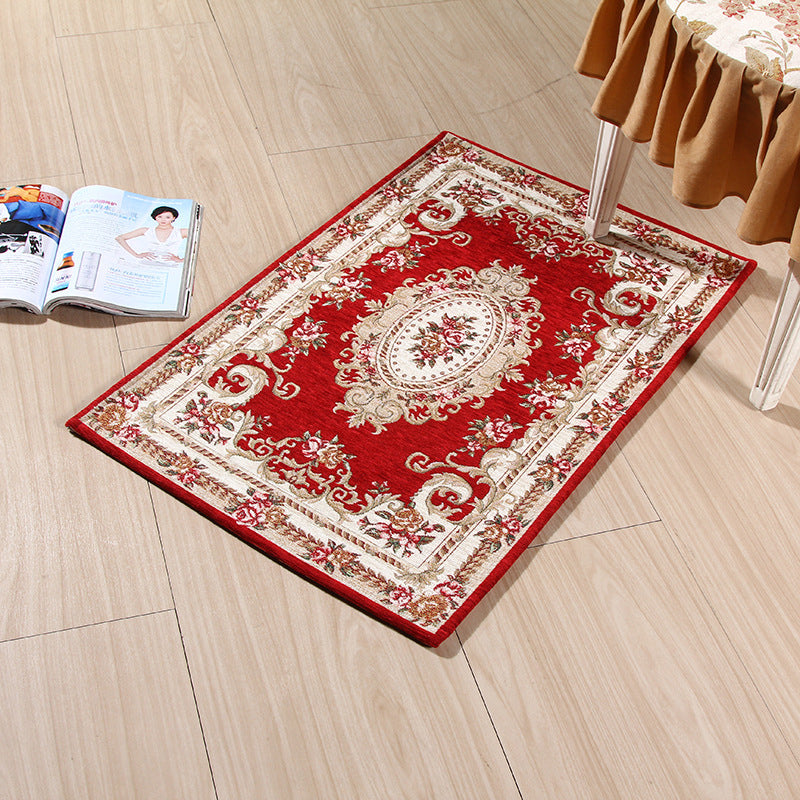 Frendorf | Mehrfarbige Türmatte Traditionelle Pfingstrosen Teppich Polyester Fleckenresistent Rutschfeste Unterlage Waschbarer Teppich