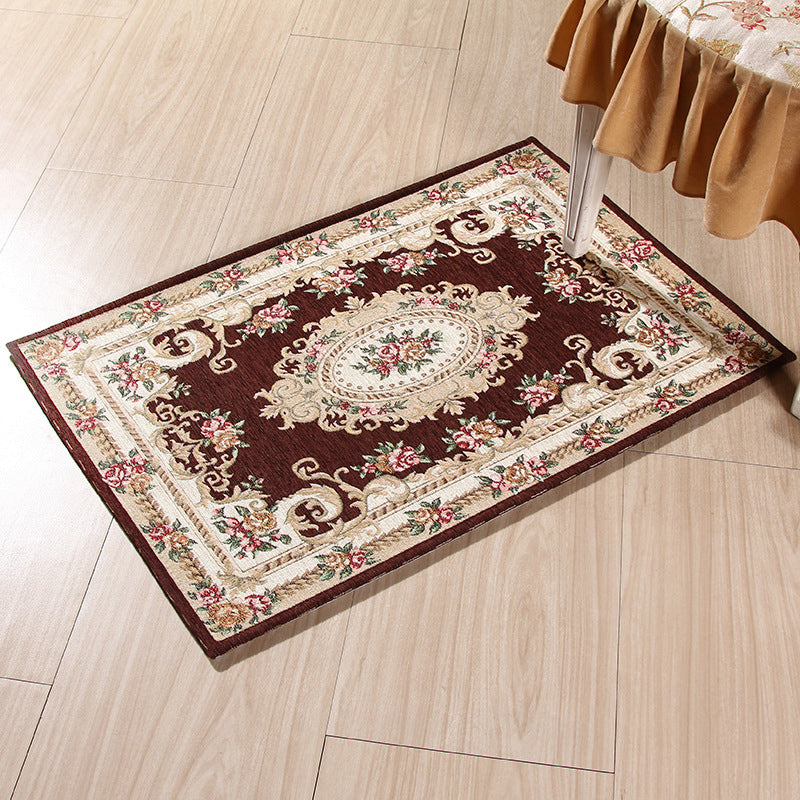 Frendorf | Mehrfarbige Türmatte Traditionelle Pfingstrosen Teppich Polyester Fleckenresistent Rutschfeste Unterlage Waschbarer Teppich