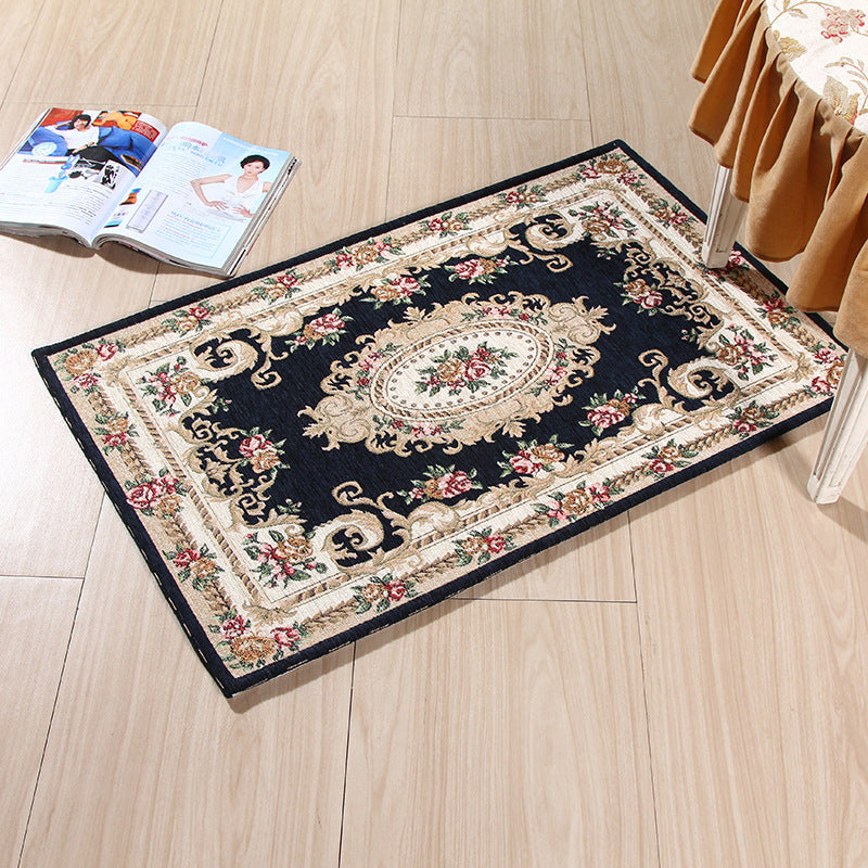Frendorf | Mehrfarbige Türmatte Traditionelle Pfingstrosen Teppich Polyester Fleckenresistent Rutschfeste Unterlage Waschbarer Teppich