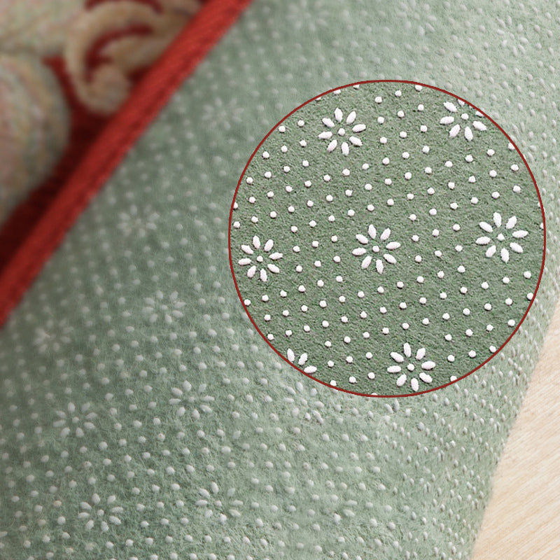 Frendorf | Mehrfarbige Türmatte Traditionelle Pfingstrosen Teppich Polyester Fleckenresistent Rutschfeste Unterlage Waschbarer Teppich