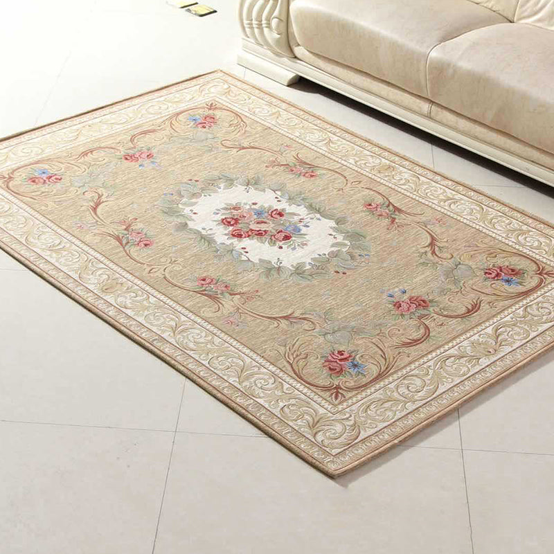 Frendorf | Mehrfarbige Türmatte Traditionelle Pfingstrosen Teppich Polyester Fleckenresistent Rutschfeste Unterlage Waschbarer Teppich