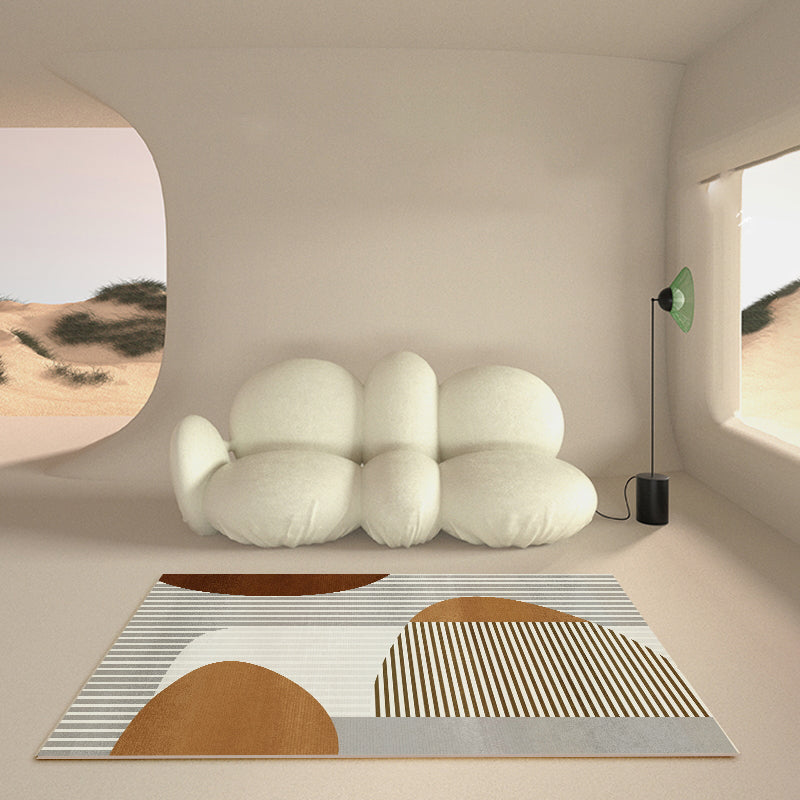 Frendorf | Beruhigende Mehrfarbige Nordische Teppich Synthetik Geometrischer Teppich Waschbar Fleckenresistent Rutschfeste Unterlage Teppich für Wohnzimmer