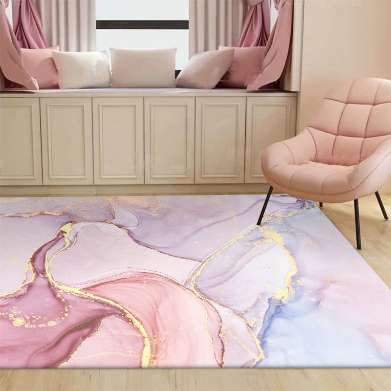 Fancy Aquarell Abstract Teppich Mehrfarbig Moderner Teppich Polyester Fleckenbeständig Rutschfeste Rückseite Waschbarer Teppich für Schlafzimmer