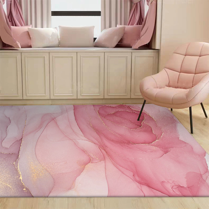 Fancy Aquarell Abstract Teppich Mehrfarbig Moderner Teppich Polyester Fleckenbeständig Rutschfeste Rückseite Waschbarer Teppich für Schlafzimmer