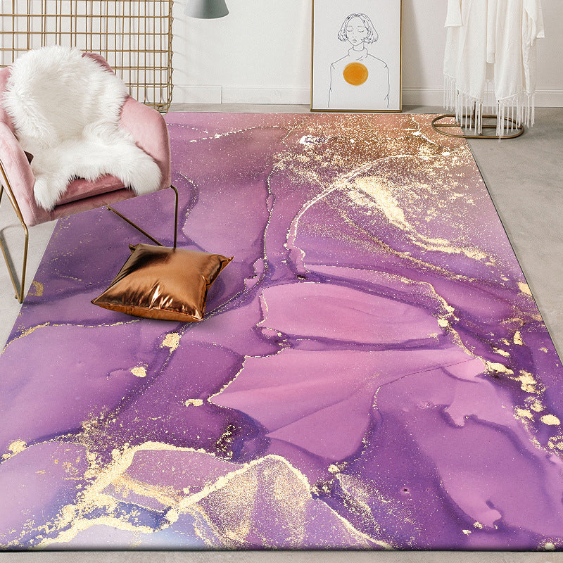 Fancy Aquarell Abstract Teppich Mehrfarbig Moderner Teppich Polyester Fleckenbeständig Rutschfeste Rückseite Waschbarer Teppich für Schlafzimmer