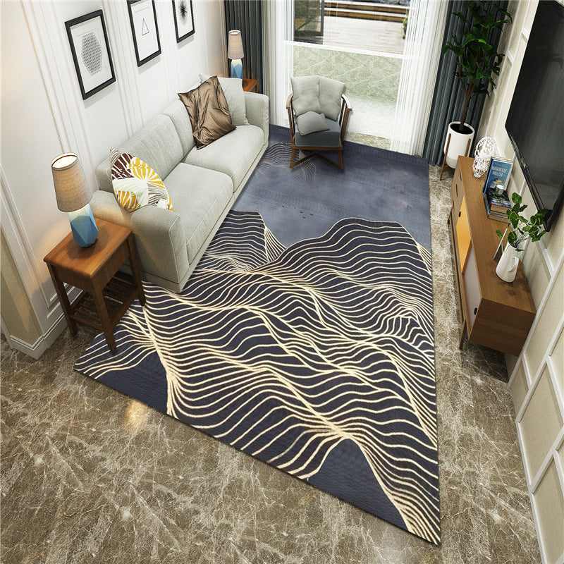 Frendorf | Nieuwe Chinoiserie Area Tapijt Multi Gekleurde Abstracte Golf Tapijt Vlekbestendig Wasbaar Antislip Ondergrond Tapijt voor Lounge
