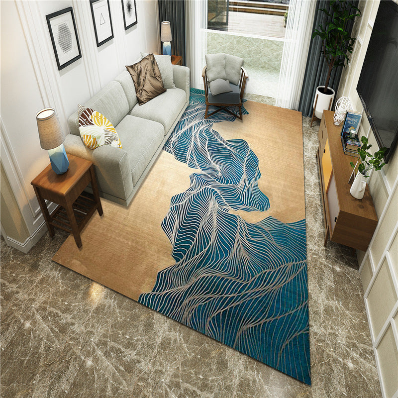 Frendorf | Nieuwe Chinoiserie Area Tapijt Multi Gekleurde Abstracte Golf Tapijt Vlekbestendig Wasbaar Antislip Ondergrond Tapijt voor Lounge