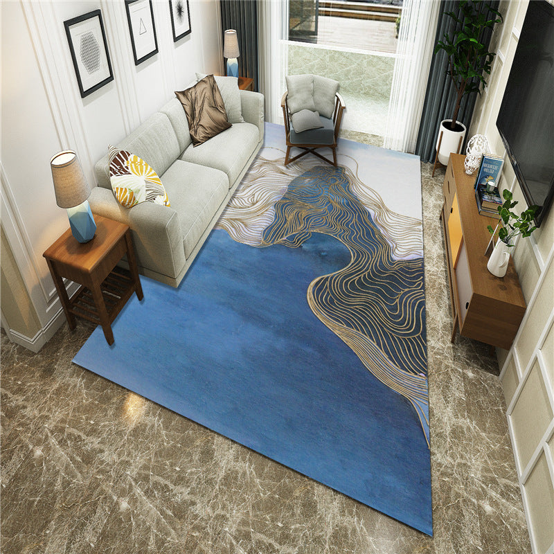 Frendorf | Nieuwe Chinoiserie Area Tapijt Multi Gekleurde Abstracte Golf Tapijt Vlekbestendig Wasbaar Antislip Ondergrond Tapijt voor Lounge