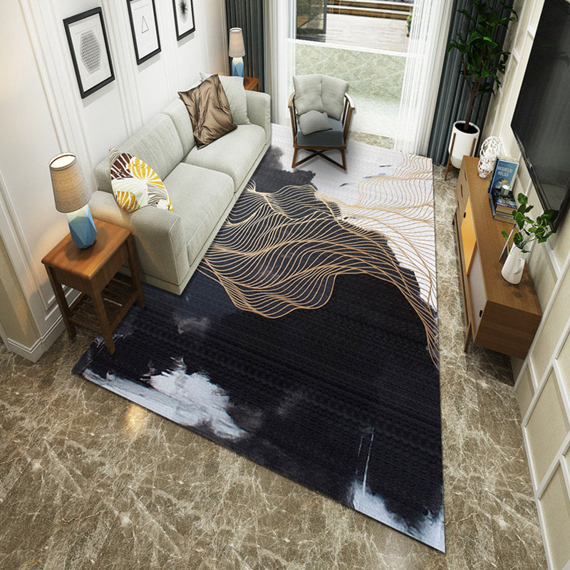 Frendorf | Nieuwe Chinoiserie Area Tapijt Multi Gekleurde Abstracte Golf Tapijt Vlekbestendig Wasbaar Antislip Ondergrond Tapijt voor Lounge