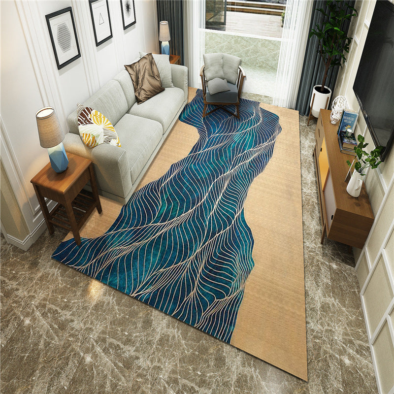 Frendorf | Nieuwe Chinoiserie Area Tapijt Multi Gekleurde Abstracte Golf Tapijt Vlekbestendig Wasbaar Antislip Ondergrond Tapijt voor Lounge