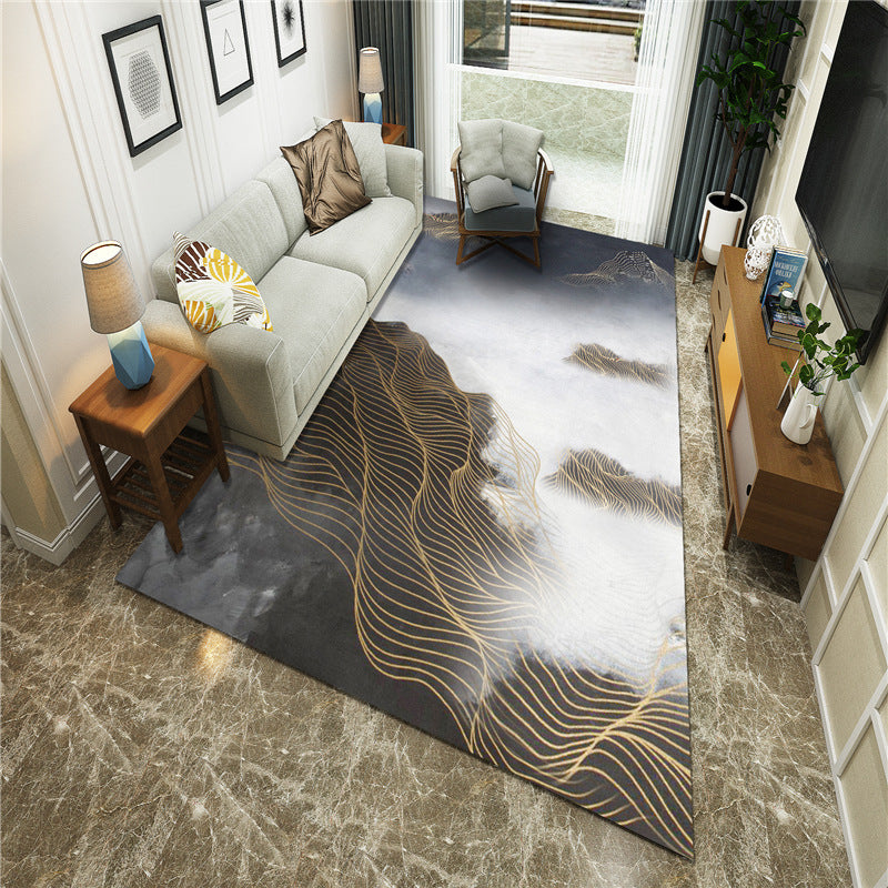 Frendorf | Nieuwe Chinoiserie Area Tapijt Multi Gekleurde Abstracte Golf Tapijt Vlekbestendig Wasbaar Antislip Ondergrond Tapijt voor Lounge