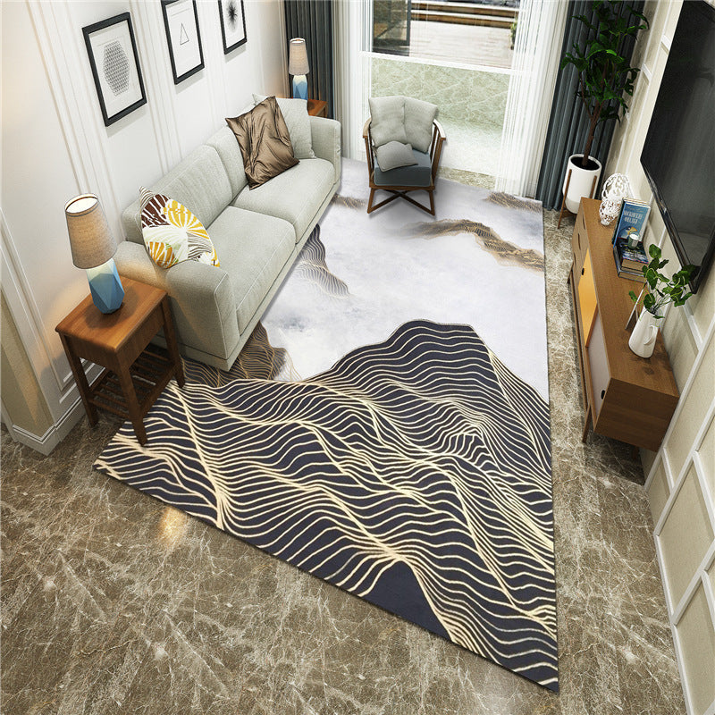 Frendorf | Nieuwe Chinoiserie Area Tapijt Multi Gekleurde Abstracte Golf Tapijt Vlekbestendig Wasbaar Antislip Ondergrond Tapijt voor Lounge