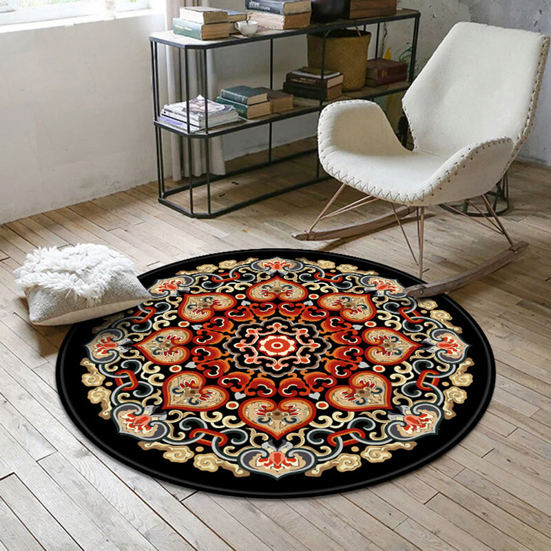 Ästhetik Mandala Teppich Mehrfarben Marokkanischer Teppich Polyester Rutschfeste Rückseite Waschbar Fleckenresistenter Teppich für Raum