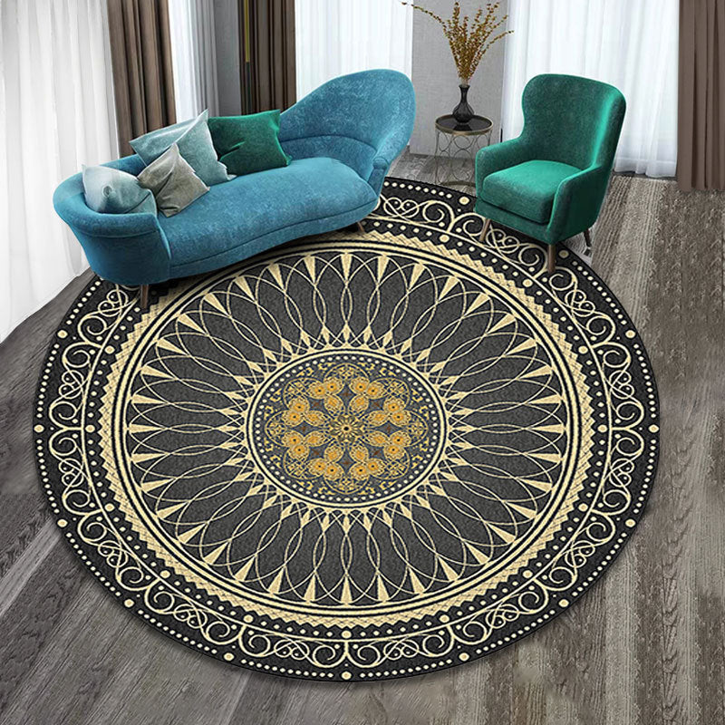 Mehrfarben Folk Art Druck Teppich Polyester Marokkanischer Bereichsteppich Rutschfeste Rückseite Haustierfreundlicher maschinenwaschbarer Teppich für das Gästezimmer