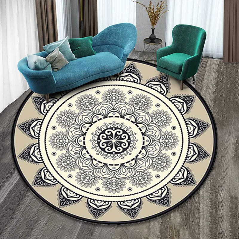 Mehrfarben Folk Art Druck Teppich Polyester Marokkanischer Bereichsteppich Rutschfeste Rückseite Haustierfreundlicher maschinenwaschbarer Teppich für das Gästezimmer
