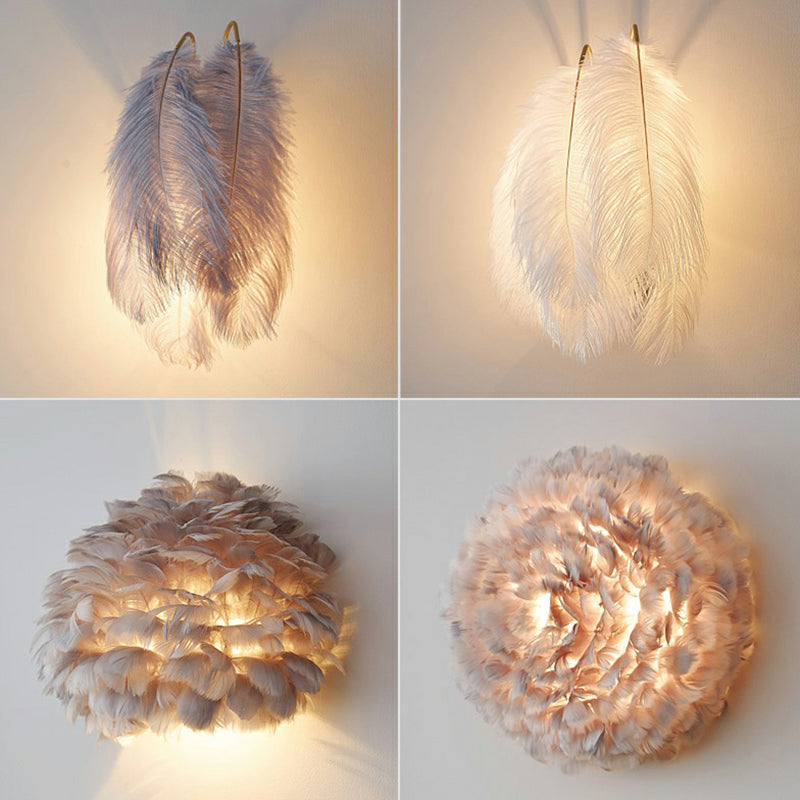 Frendorf | Schatten Mädchen Schlafzimmer Wandlampe Feder Einzel-Birne Schlichte Wandmontierte Leuchte