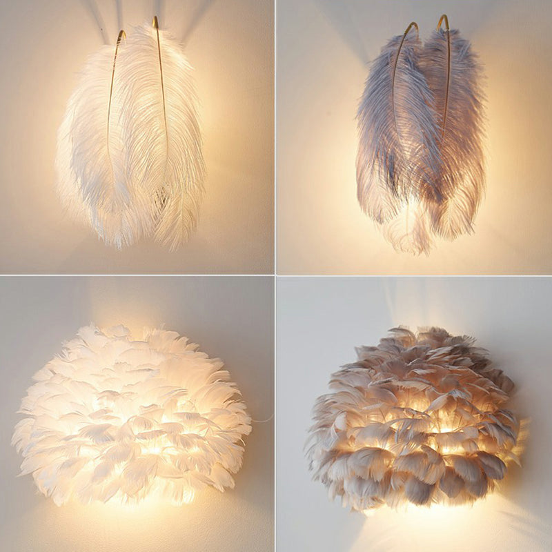 Frendorf | Schatten Mädchen Schlafzimmer Wandlampe Feder Einzel-Birne Schlichte Wandmontierte Leuchte