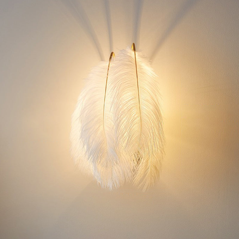Frendorf | Schatten Mädchen Schlafzimmer Wandlampe Feder Einzel-Birne Schlichte Wandmontierte Leuchte