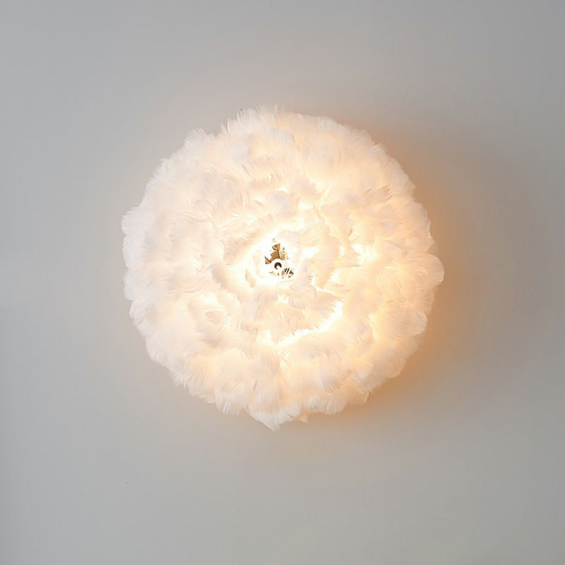 Frendorf | Schatten Mädchen Schlafzimmer Wandlampe Feder Einzel-Birne Schlichte Wandmontierte Leuchte