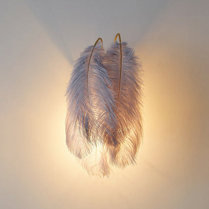 Frendorf | Schatten Mädchen Schlafzimmer Wandlampe Feder Einzel-Birne Schlichte Wandmontierte Leuchte