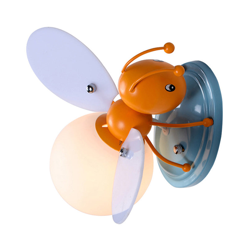 Frendorf | Bijenkorf Kinderslaapkamer Wandlamp Verlichting Metallic Enkel Moderne Wandlamp met Globe Crème Glazen Lampenkap in Geel
