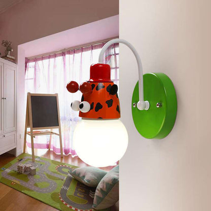 Cartoon Sphere Wandlicht Opalglas Einzelne-Glühbirnen Kinderzimmer Wandmontierte Lampe mit Tierdekoration