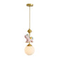 Creme Glas Globe Pendelleuchte Kinder 1-Licht Pendelleuchte mit Harz Einhorn