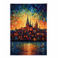 Lakeside City bei Sonnenuntergang Palette Messer Malerei Kunstdruck