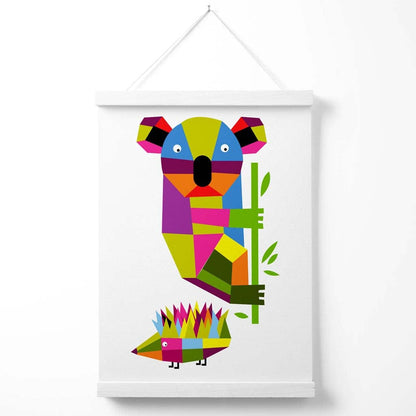Koala Helle Geometrische Tierposter mit Aufhänger