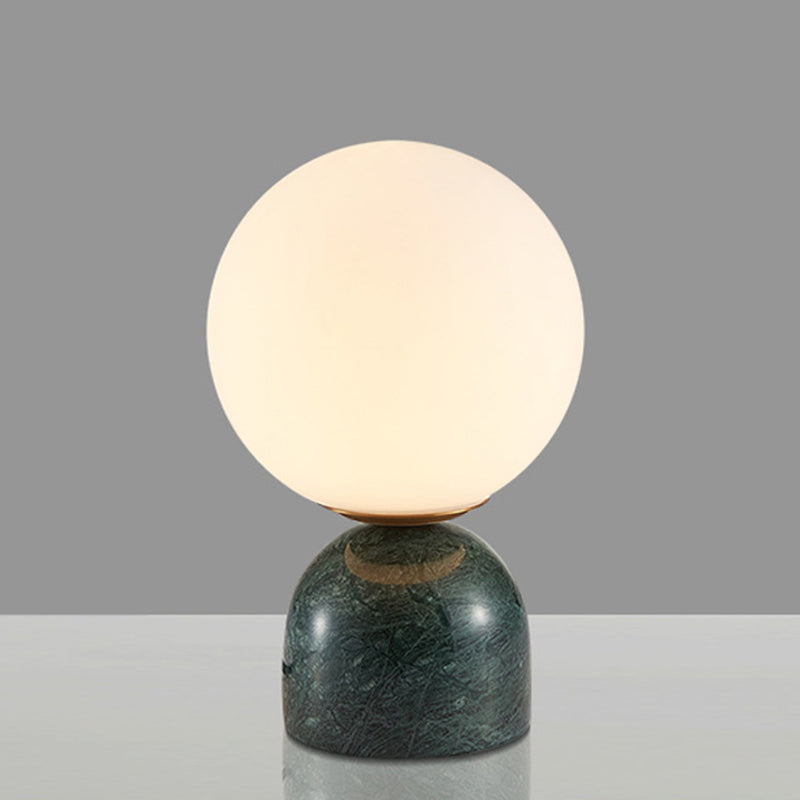 Sphere Tischbeleuchtung Nordischer Stil Frosted Glass Einzel-Glühbirne Nachttischlampe mit Kuppel-Marmor-Basis
