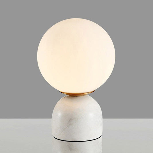 Sphere Tischbeleuchtung Nordischer Stil Frosted Glass Einzel-Glühbirne Nachttischlampe mit Kuppel-Marmor-Basis
