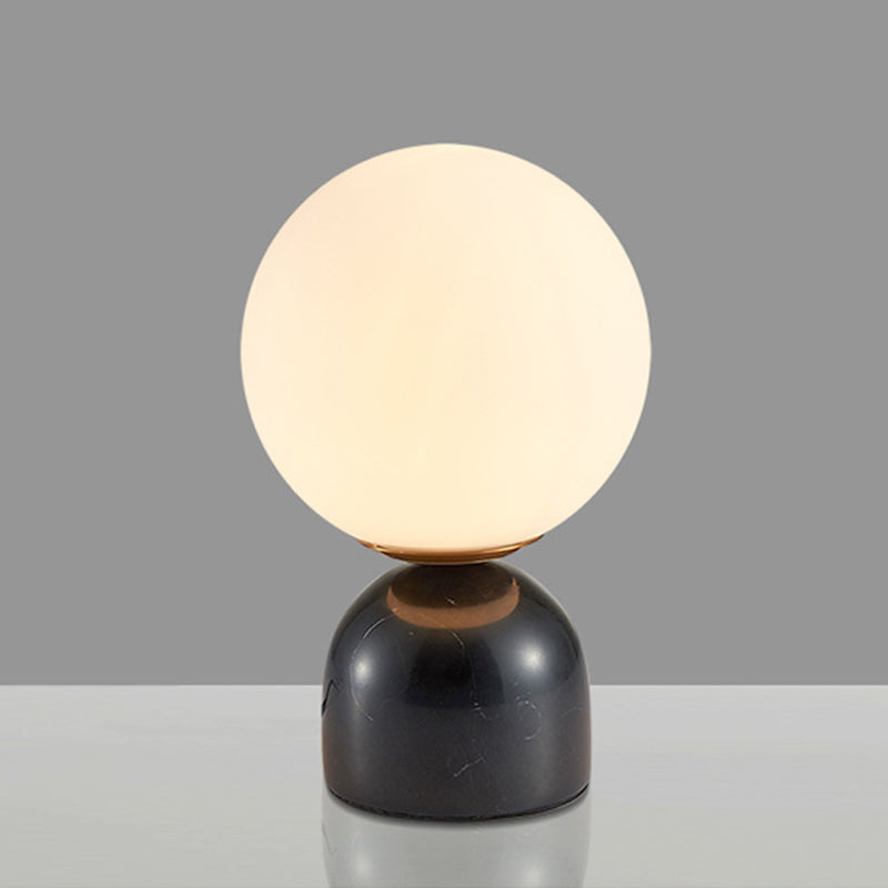 Sphere Tischbeleuchtung Nordischer Stil Frosted Glass Einzel-Glühbirne Nachttischlampe mit Kuppel-Marmor-Basis