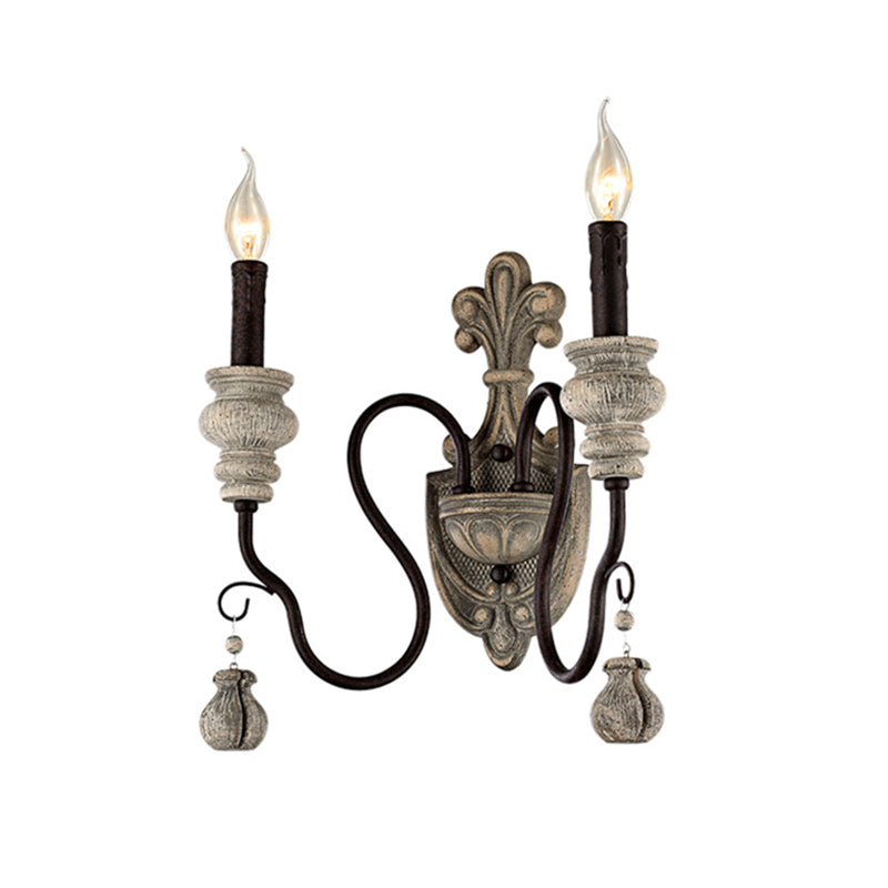 Frendorf | Resin Kandelaar Wandlamp Retro Stijl Woonkamer Wandlamp Fixture met Gebogen Arm in Zwart-Goud