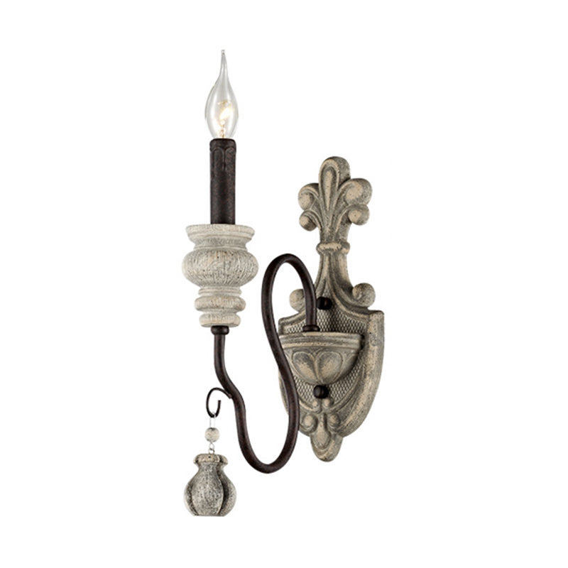 Frendorf | Resin Kandelaar Wandlamp Retro Stijl Woonkamer Wandlamp Fixture met Gebogen Arm in Zwart-Goud