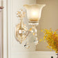 Frendorf | Gekruiste Bloemige Beige Glazen Wandlamp Retro Stijl Woonkamer Wandverlichting met Kristallen Drapering
