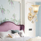 Frendorf | Gekruiste Bloemige Beige Glazen Wandlamp Retro Stijl Woonkamer Wandverlichting met Kristallen Drapering