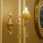 Rüsche Jade Wandleuchte Retro-Stil Wohnzimmer Wandleuchte mit Kristallakzent in Gold