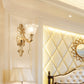 Blumenstrukturiertes Glas-Wandlicht Antikes Wohnzimmer-Wandleuchten-Accessoire mit Kristallakzent in Gold
