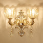 Blumenstrukturiertes Glas-Wandlicht Antikes Wohnzimmer-Wandleuchten-Accessoire mit Kristallakzent in Gold