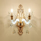 Blumenstrukturiertes Glas-Wandlicht Antikes Wohnzimmer-Wandleuchten-Accessoire mit Kristallakzent in Gold